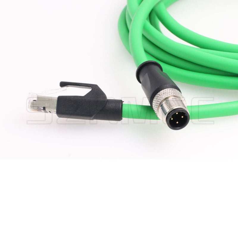 SZRMCC M12 Ethernet Cable D-Code 4 Pin Male to RJ45 Connector High Flex Cat5e Shielded Waterproof Network Cable for Industrial Camera Sensor (3m,Green) - Image 2